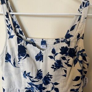 Old Navy White & Navy Floral Sleeveless Dress